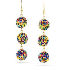 NWT Disco Beaded Drop-Ball Party Glam Earrings